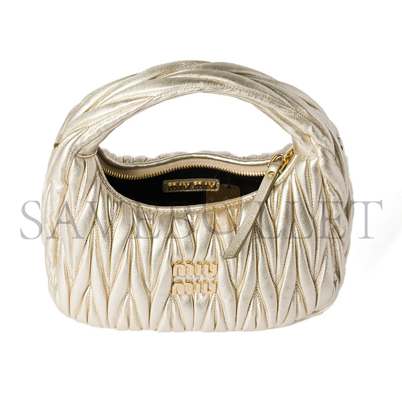 MIU MIU WANDER MATELASSÉ NAPPA LEATHER HOBO BAG 5BC125 (20*17*6cm)